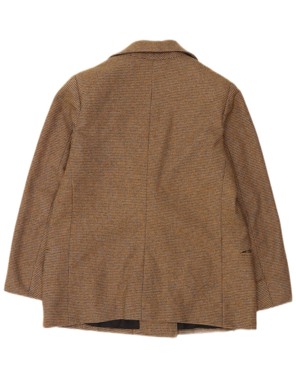 Vintage mujer doble pecho Blazer chaqueta Reino Unido 12 marrón medio moteado