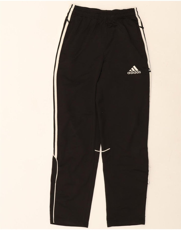 ADIDAS Boys Tracksuit Trousers 13-14 Years Black Polyester