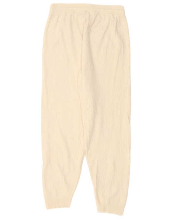 Benetton Pantalones De Chándal Mujer Joggers UK 44 Large Blanco Roto Poliamida