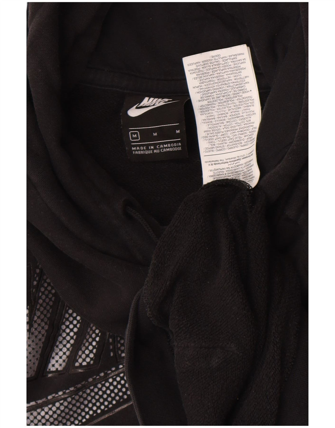 Nike Sudadera con capucha gráfica para hombre, jersey de algodón negro mediano