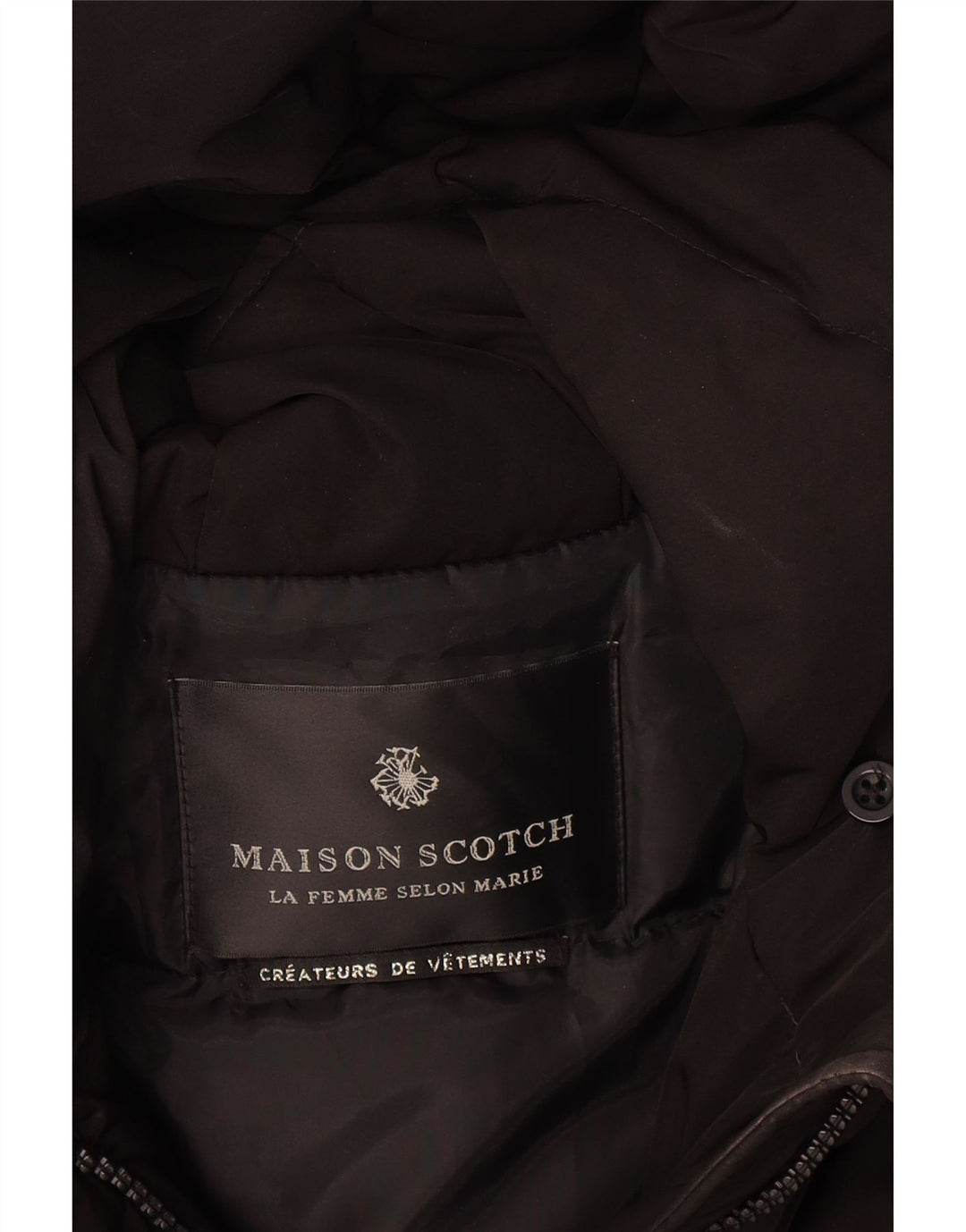 Maison Scotch Abrigo acolchado con capucha para mujer UK 44 Mediano Negro Poliéster