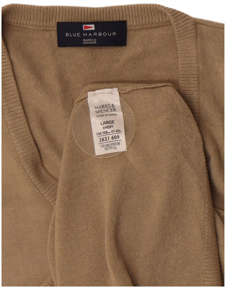 Marks & Spencer - Camiseta sin mangas para hombre, color azul, acrílico, color beige