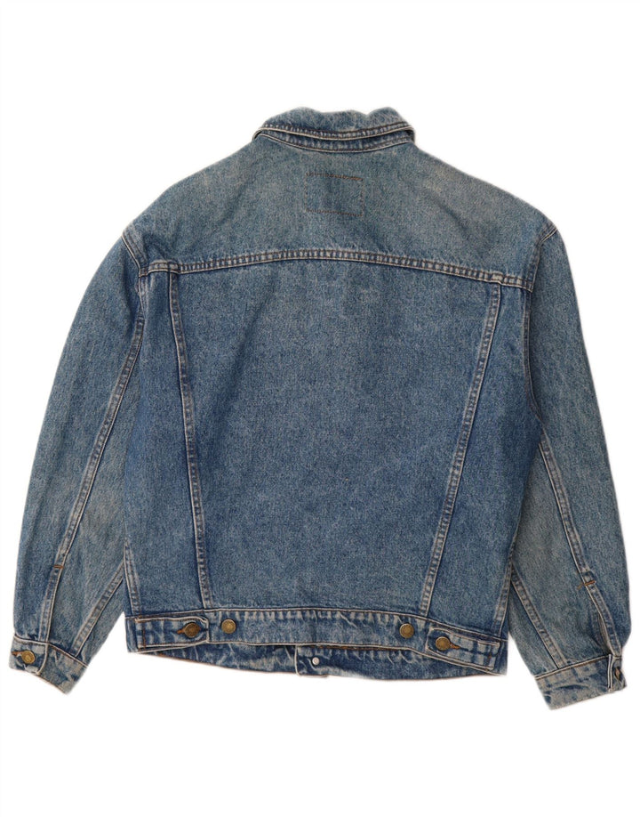 Vintage hombres chaqueta de mezclilla Reino Unido 36 pequeño algodón azul