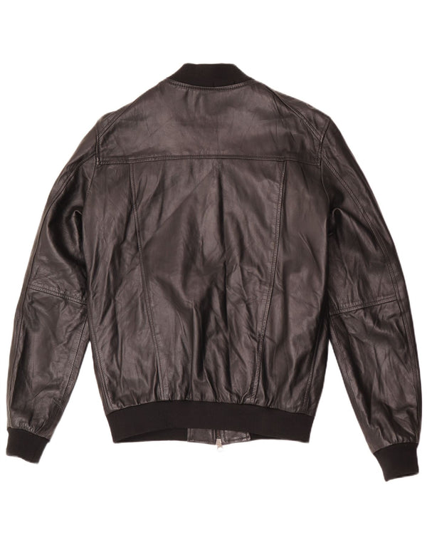 Vintage hombres bombardero chaqueta de cuero IT 48 cuero negro medio