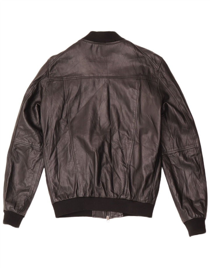 Vintage hombres bombardero chaqueta de cuero IT 48 cuero negro medio