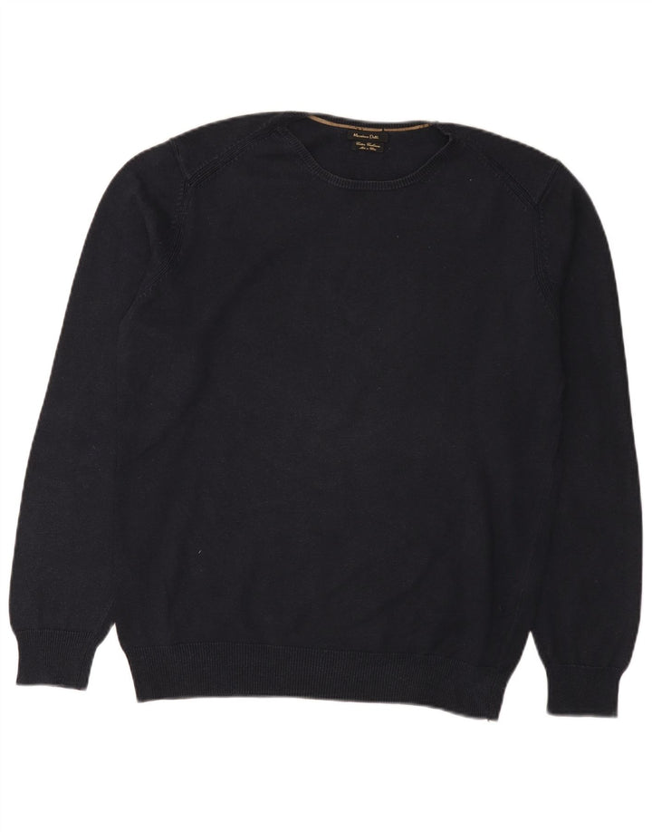 Massimo Dutti Jersey Cuello Redondo Hombre Large Azul Marino Algodón