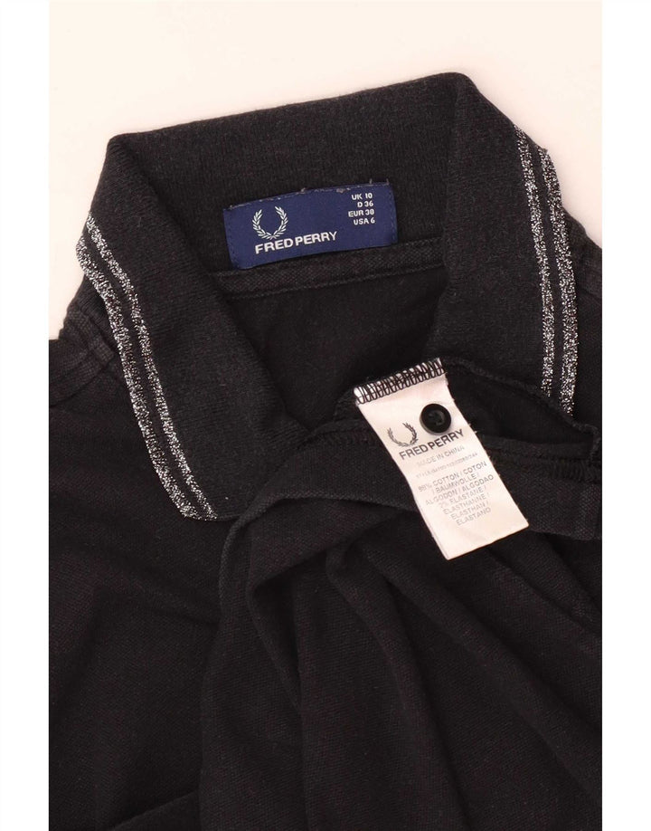 Fred Perry Polo para mujer UK 10 Small Algodón negro