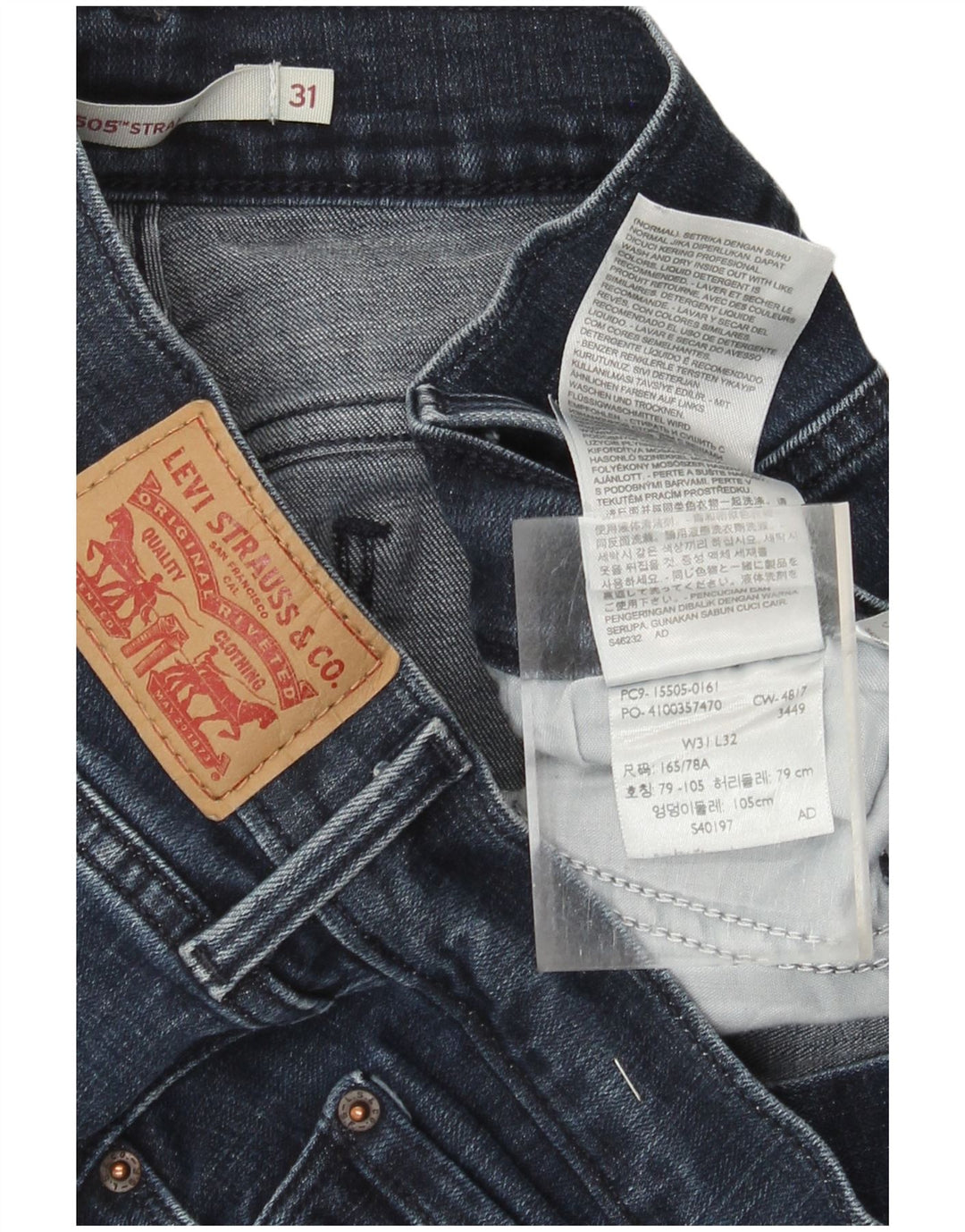 Vaqueros Levi's Mujer 505 Rectos W31 L32 Algodón Azul Marino