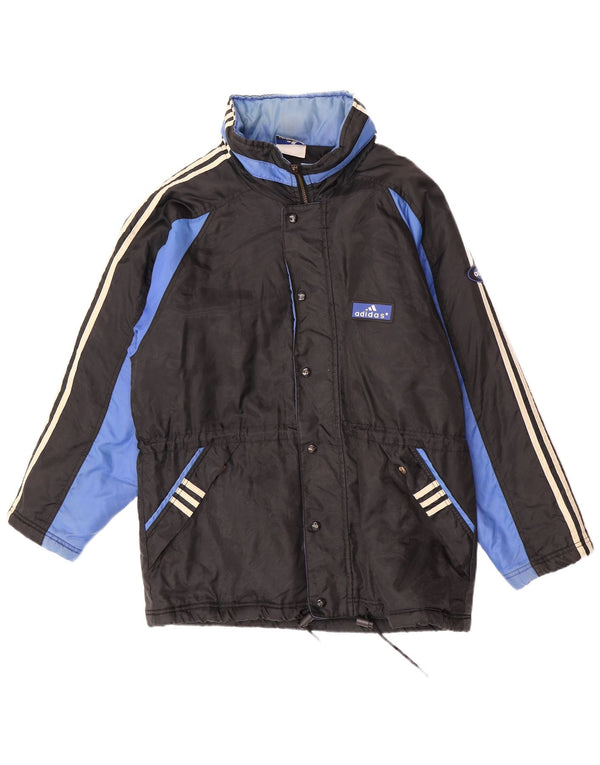 Adidas Abrigo cortavientos con capucha para hombre UK 40 Large Black Colourblock Nylon