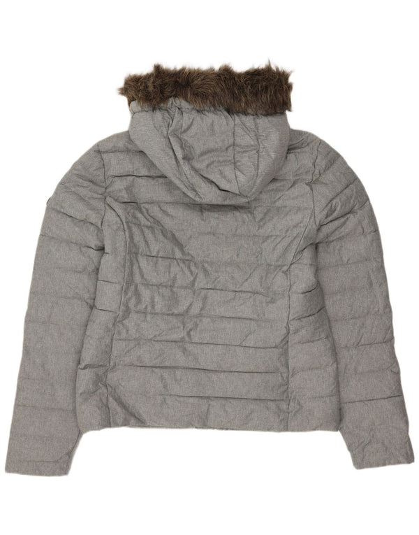 SUPERDRY Chaqueta acolchada con capucha para mujer UK 44 Poliéster gris grande