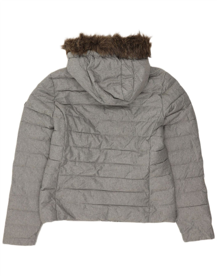 SUPERDRY Chaqueta acolchada con capucha para mujer UK 44 Poliéster gris grande