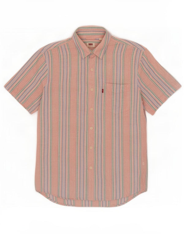 Camisa Levi's Standard De Manga Corta De Lino A Rayas Rosa Pequeña Para Hombre