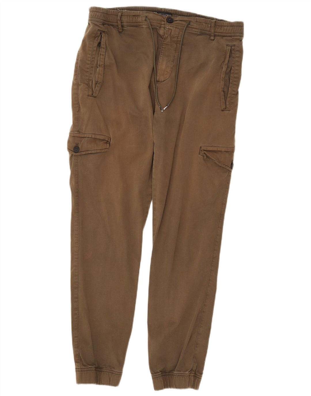 Zara Mens Joggers Cargo Trousers Medium W31 L28 Khaki Cotton