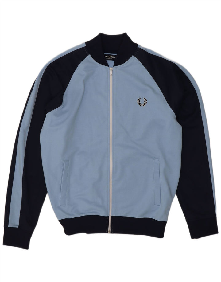 Fred Perry Hombre Chaqueta De Chándal Superior Deporte Color Block Azul Medio
