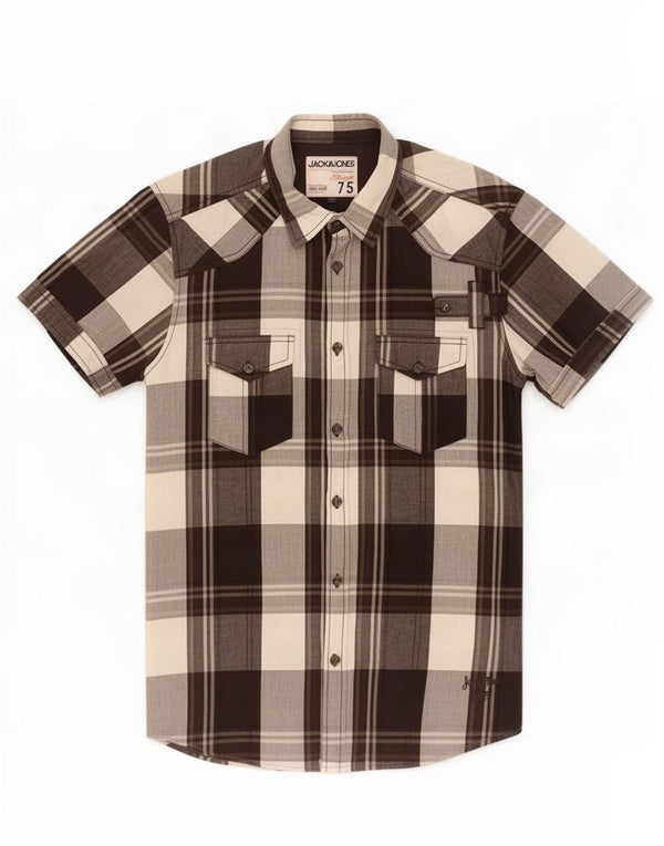 Camisa Jack & Jones Hombre Manga Corta Medium Black Check Cotton