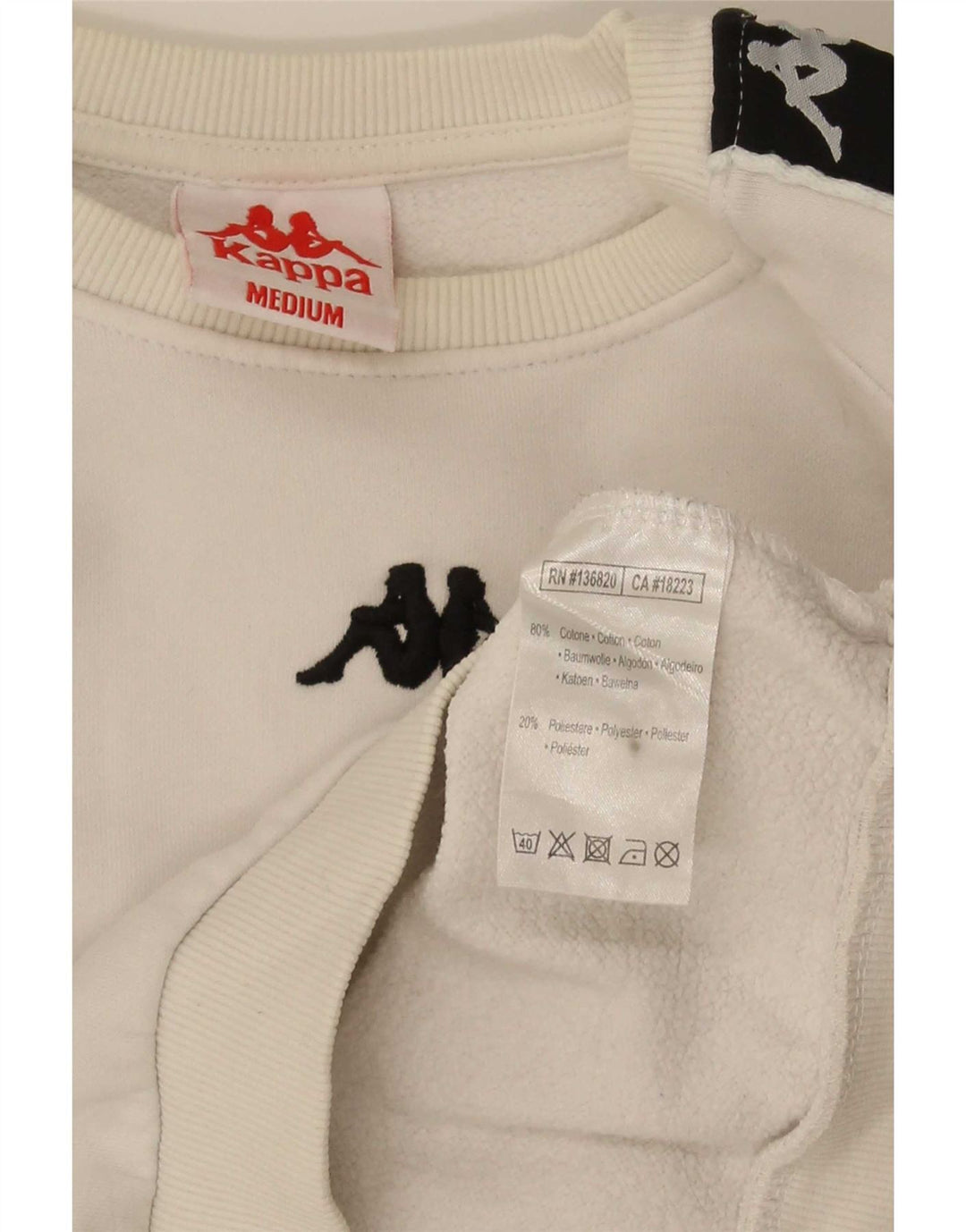 Kappa Hombre Sudadera Gráfica Jumper Medium Blanco Colorblock Algodón