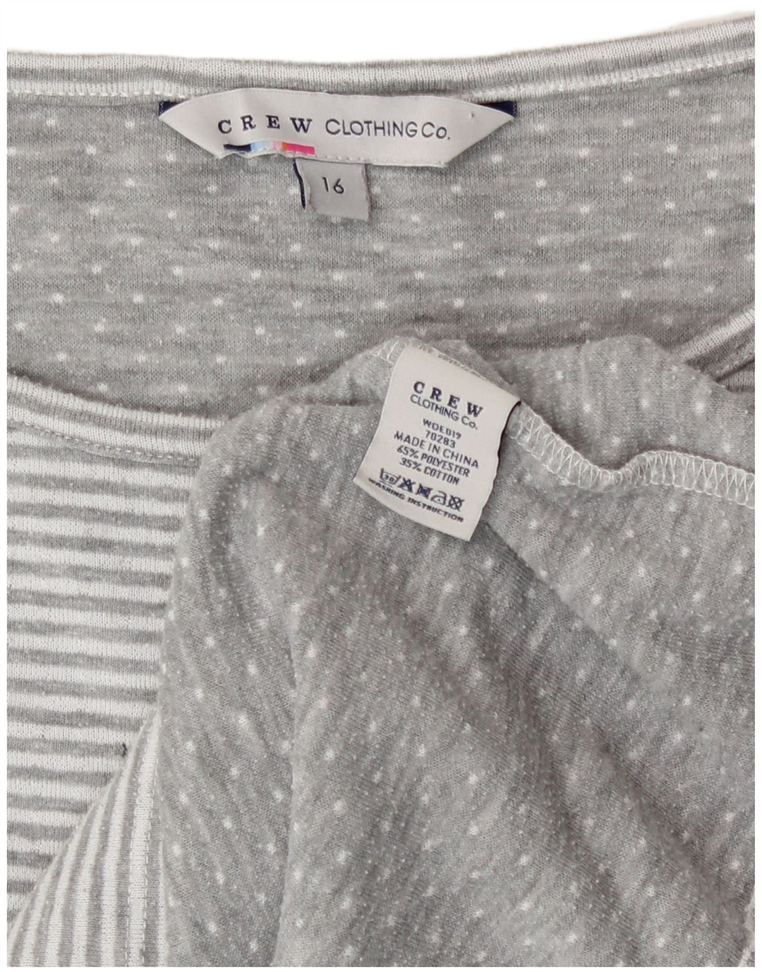Crew Clothing Top para mujer manga 3/4 UK 46 Poliéster a rayas gris grande