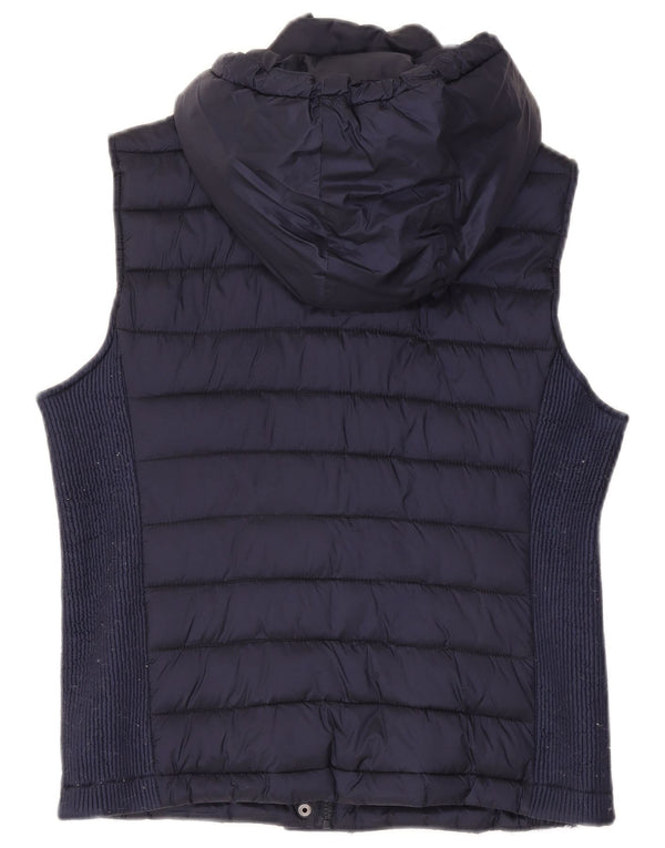 Superdry Mujer Chaleco Acolchado Con Capucha UK 40 XL Nylon Azul Marino