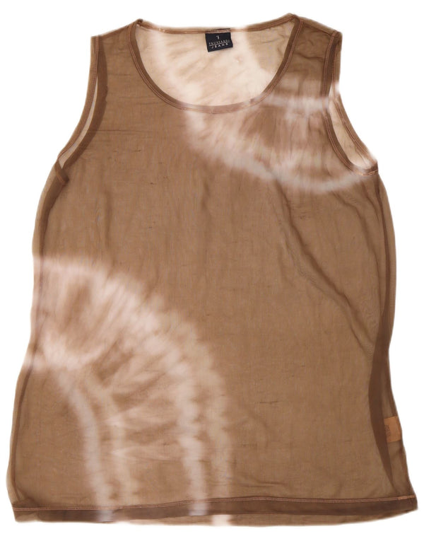 Camiseta sin mangas para mujer Trussardi Jeans UK 46 Large Beige Tie Dye Poliamida