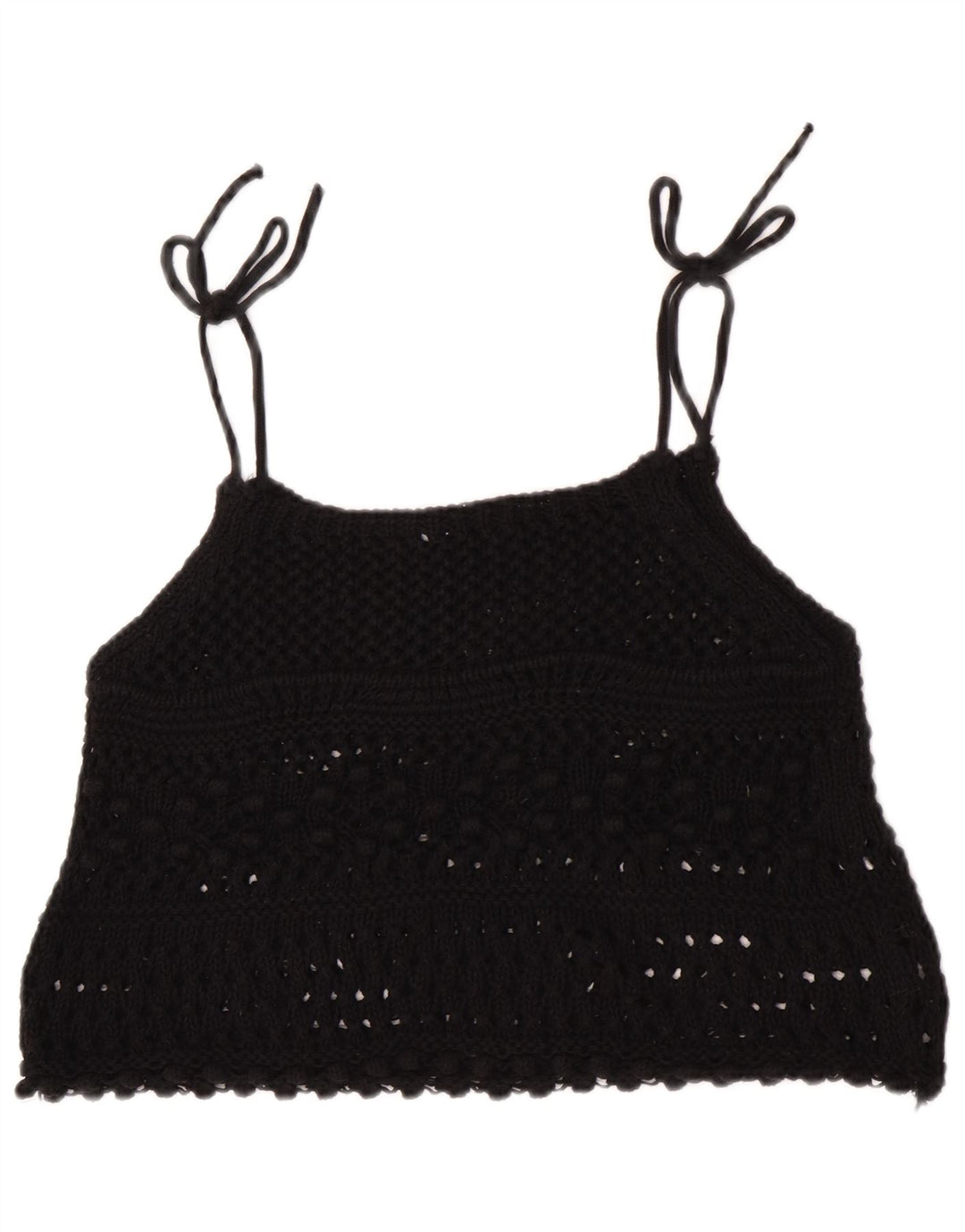 Zara Top corto de croché sin mangas para mujer UK 42 Medium Black
