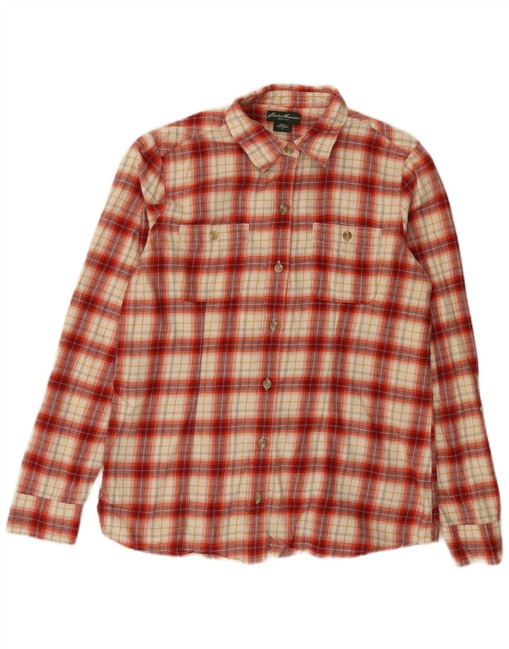 Eddie Bauer Camisa de franela para mujer UK 40 Algodón a cuadros rojos medianos