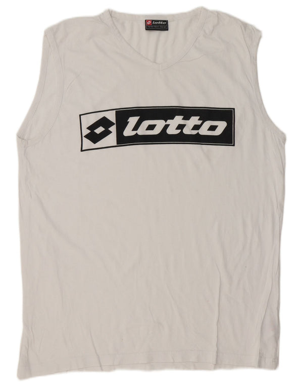 Lotto Camiseta sin mangas estampada para hombre UK 42/44 XL Algodón blanco