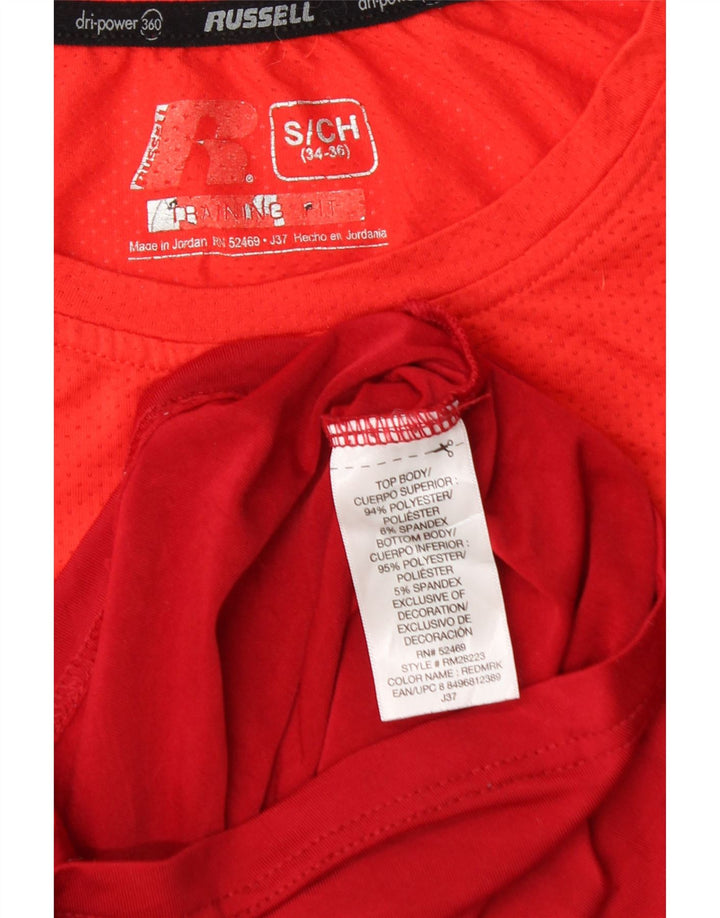 RUSSELL ATHLETIC Camiseta sin mangas Dri-Power para hombre, talla pequeña, color rojo, poliéster