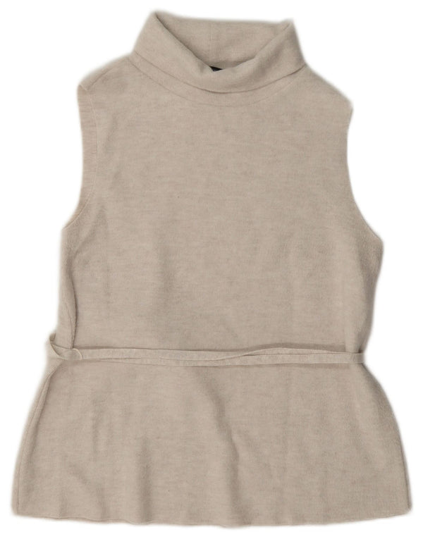 Zara Mujer Chaleco Top UK 42 Medio Beige Poliéster