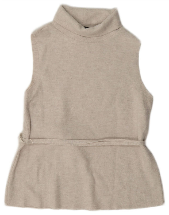 Zara Mujer Chaleco Top UK 42 Medio Beige Poliéster