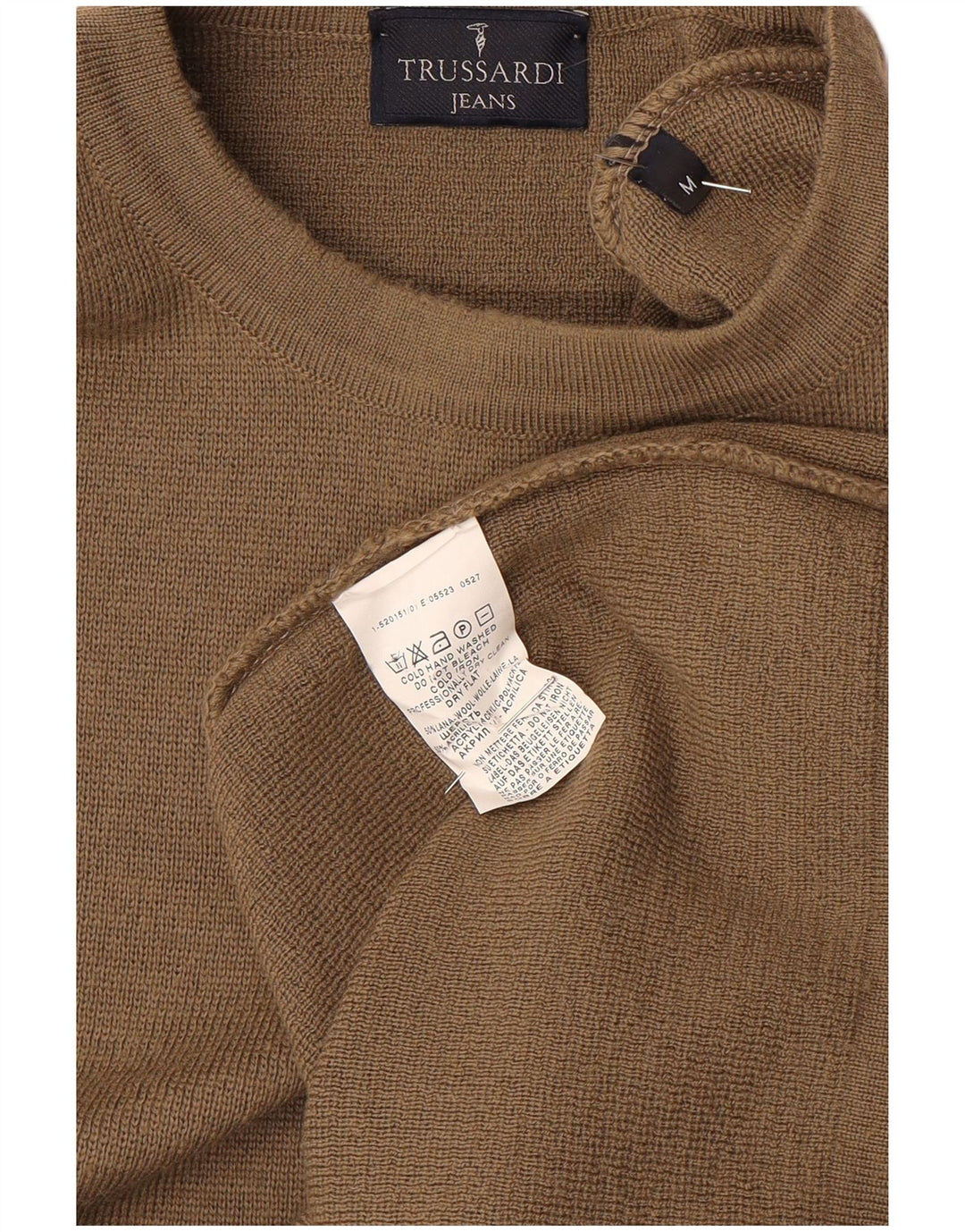 Jersey Hombre Trussardi Jeans Cuello Redondo Lana Marrón Medio