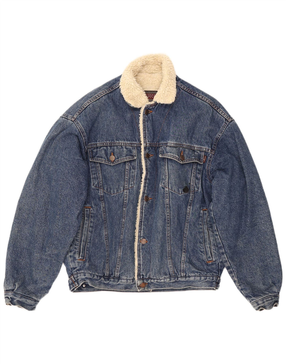 CASUCCI Chaqueta vaquera Sherpa para hombre UK 38 Algodón azul medio