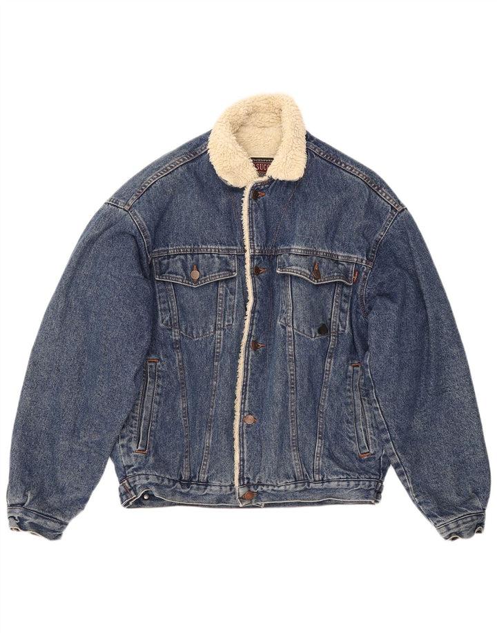 CASUCCI Chaqueta vaquera Sherpa para hombre UK 38 Algodón azul medio