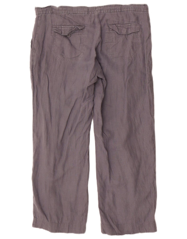 Gap Pantalones Casuales Rectos para Mujer UK 12 Medium W34 L26 Lino Gris