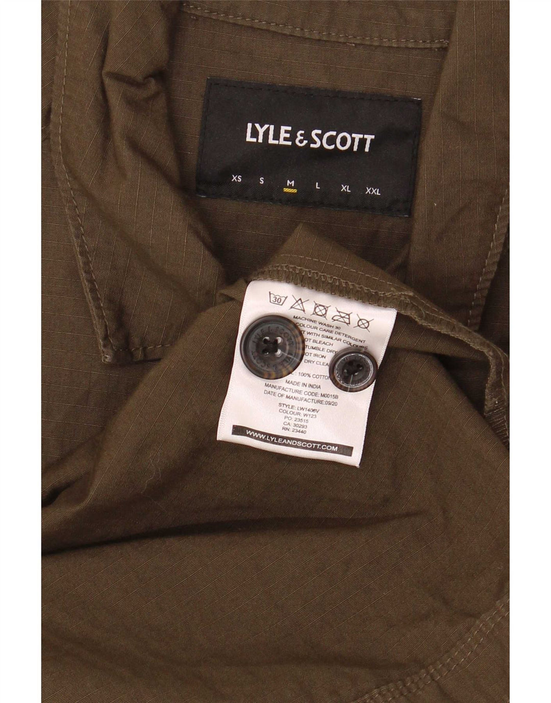 Camisa Lyle & Scott Hombre Algodón Caqui Mediano