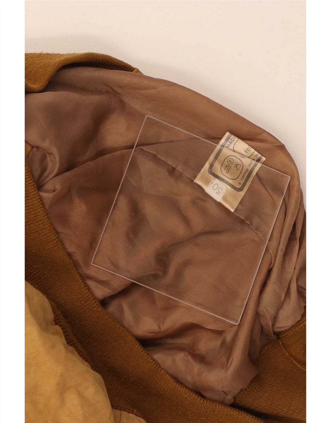 Vintage hombres ante bomber chaqueta IT 50 cuero beige grande