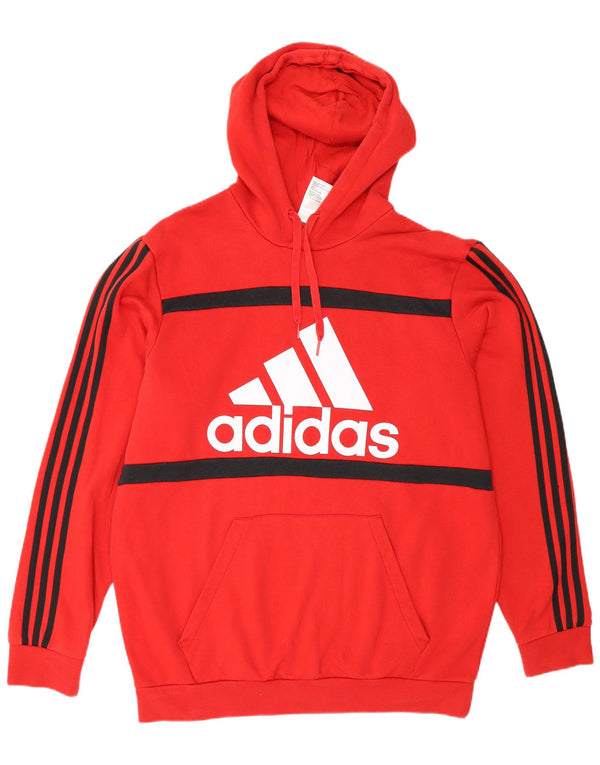 Adidas Mens Graphic Hoodie Jumper XL Red Cotton