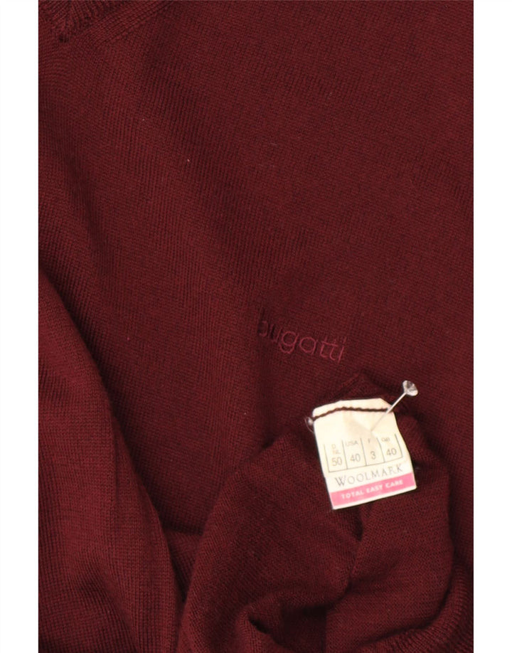 Bugatti Chaleco para hombre Camiseta sin mangas UK 40 Lana virgen burdeos mediana