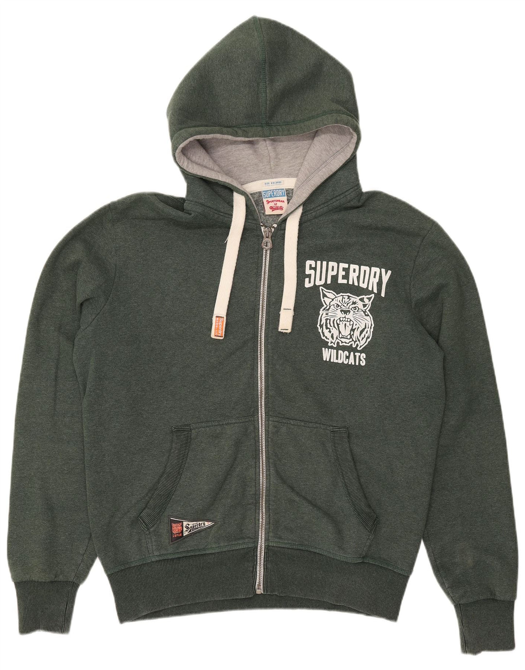 SUPERDRY Suéter con capucha y cremallera gráfica para hombre 2XL Poliéster caqui