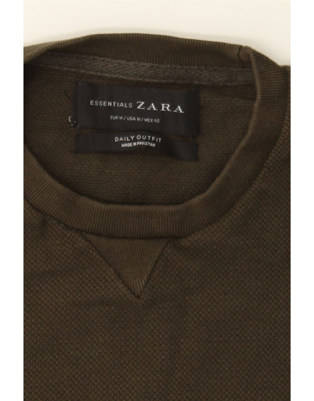 ZARA Mens Sweatshirt Jumper Medium Khaki Cotton Vintage Zara and Second-Hand Zara from Messina Hembry 