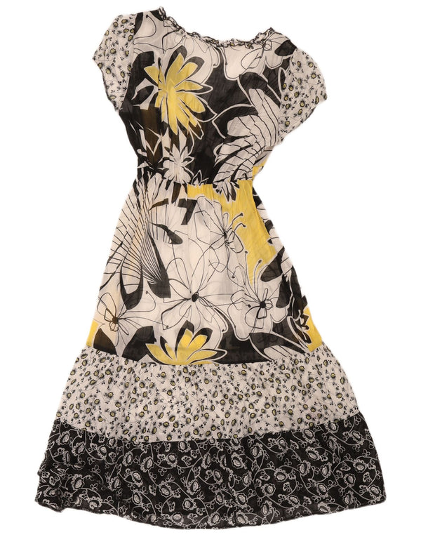 Marks & Spencer Maxi Vestido para Mujer UK 10 Pequeño Algodón Floral Beige
