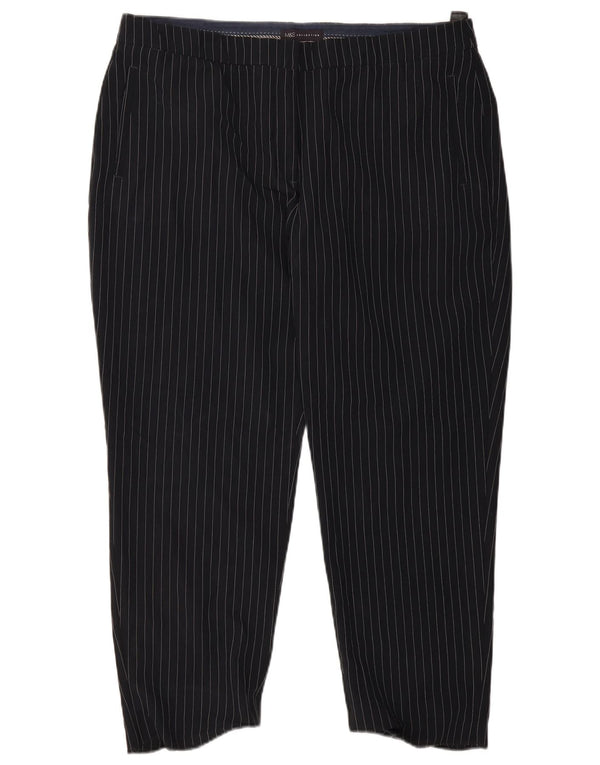 Marks & Spencer Pantalones Chinos para Mujer UK 20 2XL W38 L27 Azul Marino Rayas
