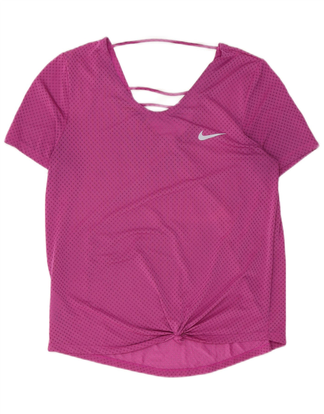 NIKE Camiseta Dri Fit para Mujer UK 14 Poliéster con Manchas Rosa Mediana