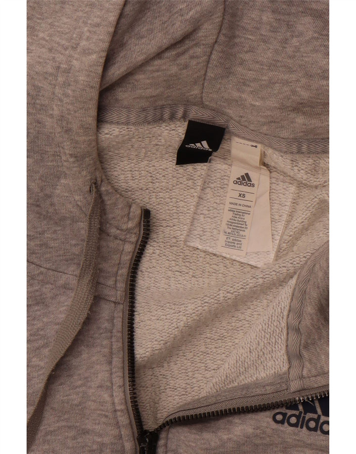 Adidas Sudadera con capucha de gran tamaño con cremallera para mujer UK 6 XS Gris Algodón