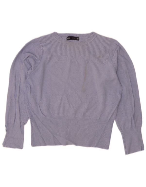 Marks & Spencer Suéter Corto con Cuello Barco para Mujer UK 10 Small Blue