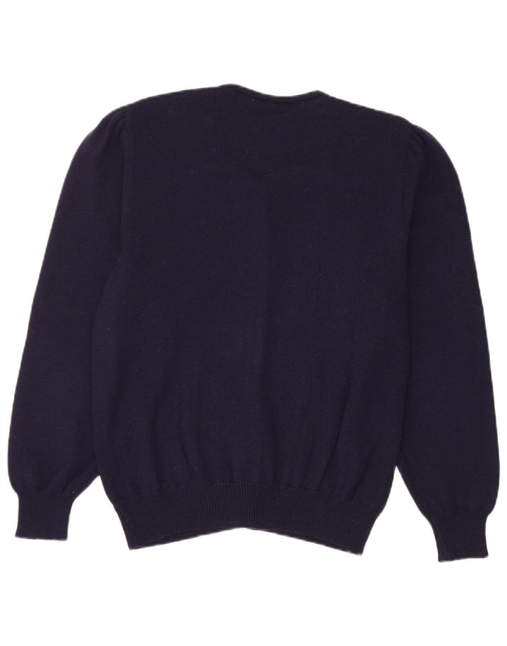 Vintage mujer Cardigan suéter Reino Unido 14 azul marino medio