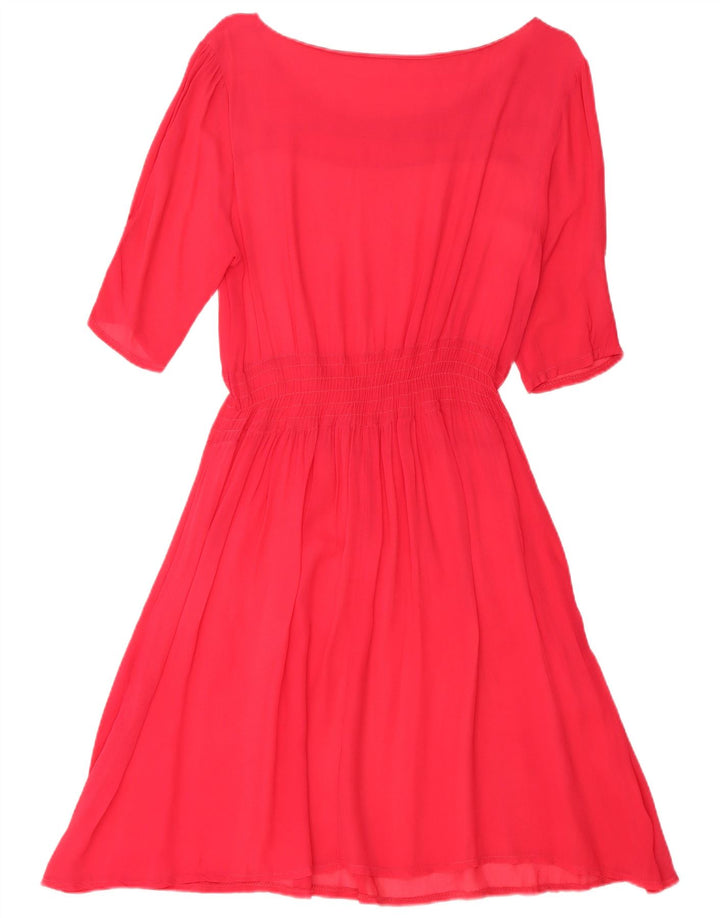 VINTAGE Mujer A-Line Vestido Reino Unido 14 Rosa Grande