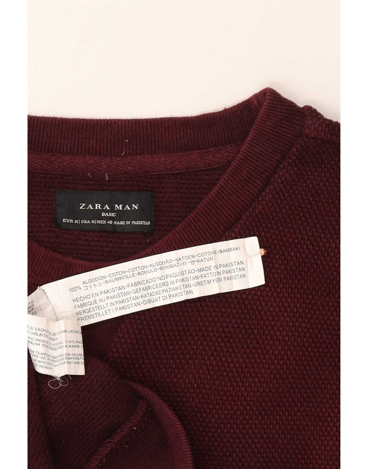 Zara Hombre Sudadera Jumper Medium Burdeos Algodón