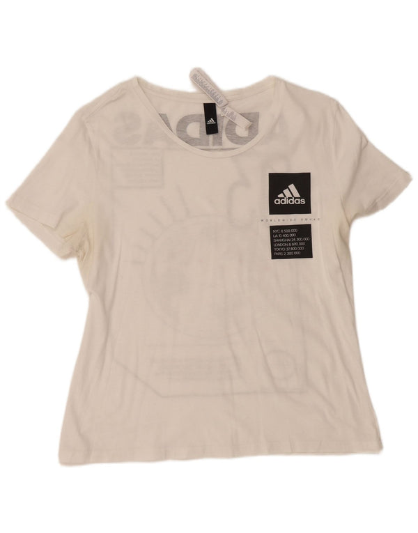 Adidas Camiseta gráfica para mujer Top UK 16/18 Grande Blanco Algodón