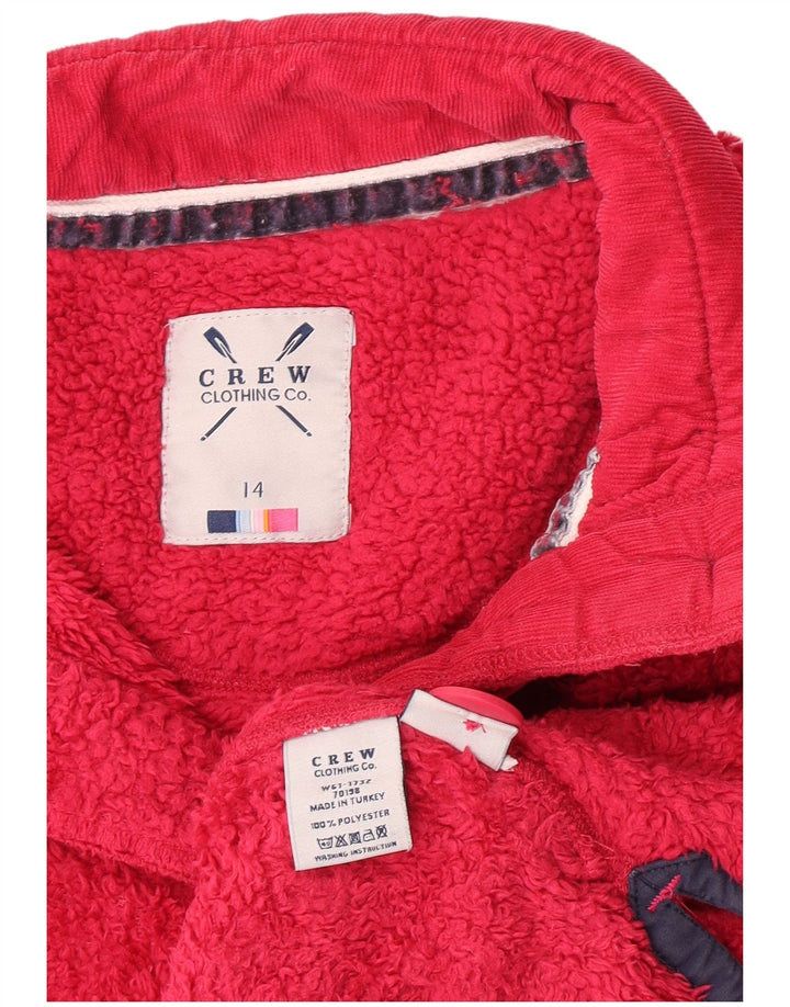 Crew Clothing Jersey de forro polar con cuello y botones para mujer, talla 40, poliéster rosa grande