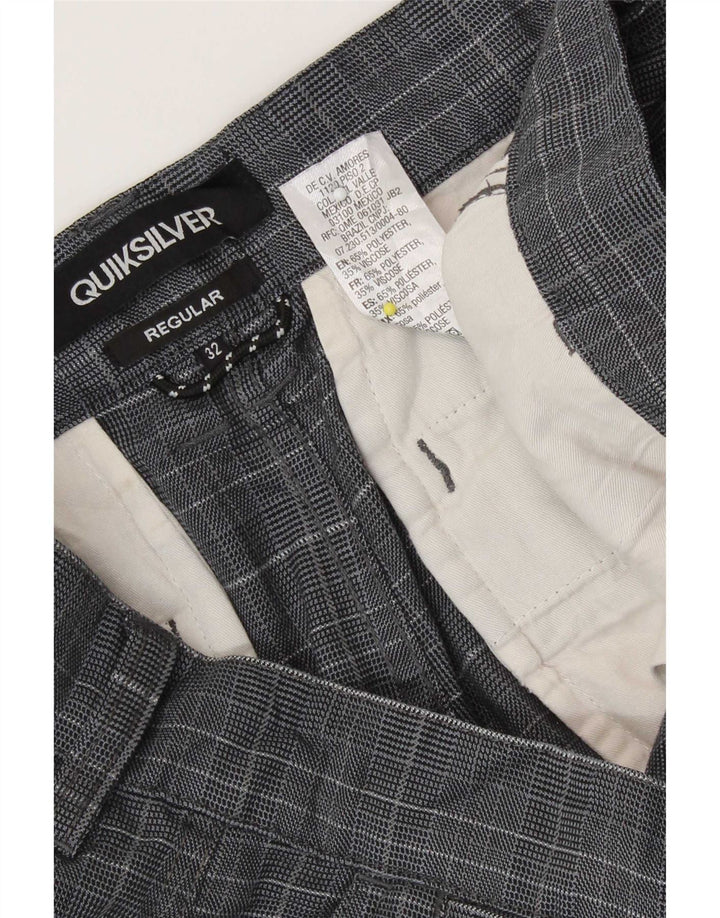 Quiksilver Pantalones cortos chinos regulares para hombre W32 Poliéster a cuadros azul marino mediano